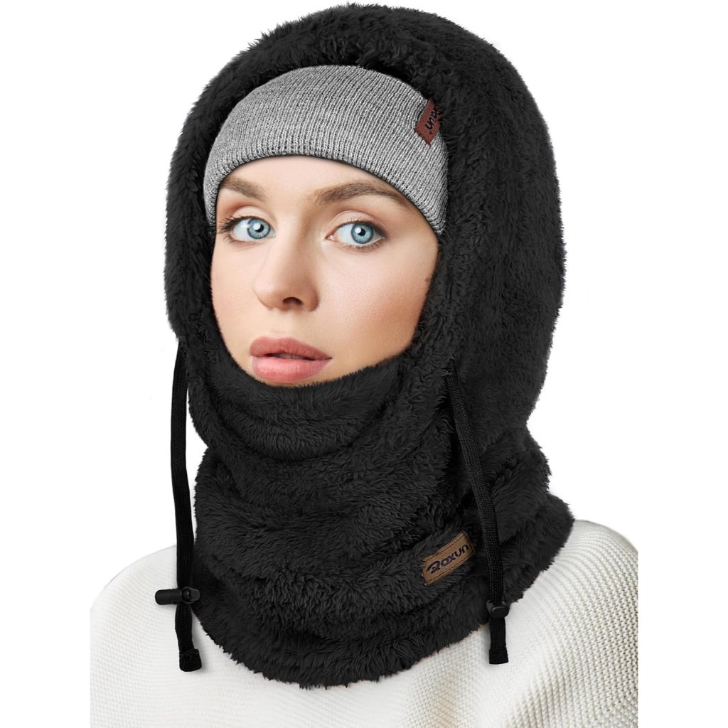Ski Mask Fleece Balaclava, Windproof Face Mask Winter Warm Neck Cover Helmet Hoo